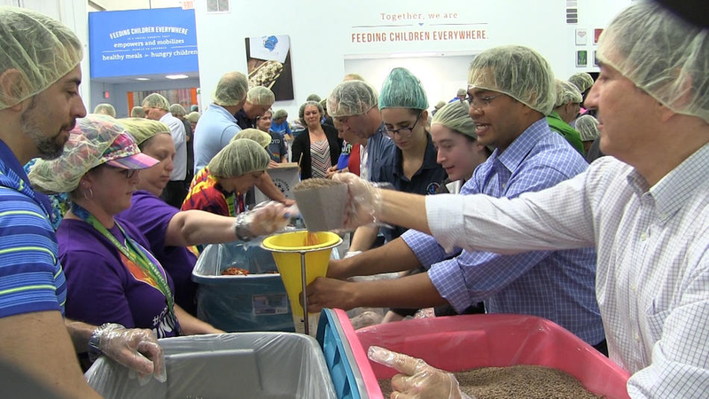 After 49 people were killed at the Pulse nightclub in Orlando on June 12, 2016, the group Feeding Children Everywhere packaged 490,000 meals with the help of volunteers. The meals were to be sent to the native countries of the people who died. (Orlando Sentinel)
